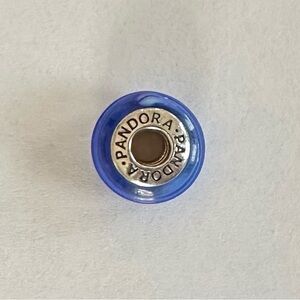 Retired Pandora Blue Ribbon Murano Glass Bead Charm. 💙